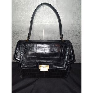 Elaine Turner Crocodile Embossed Shoulder Bag